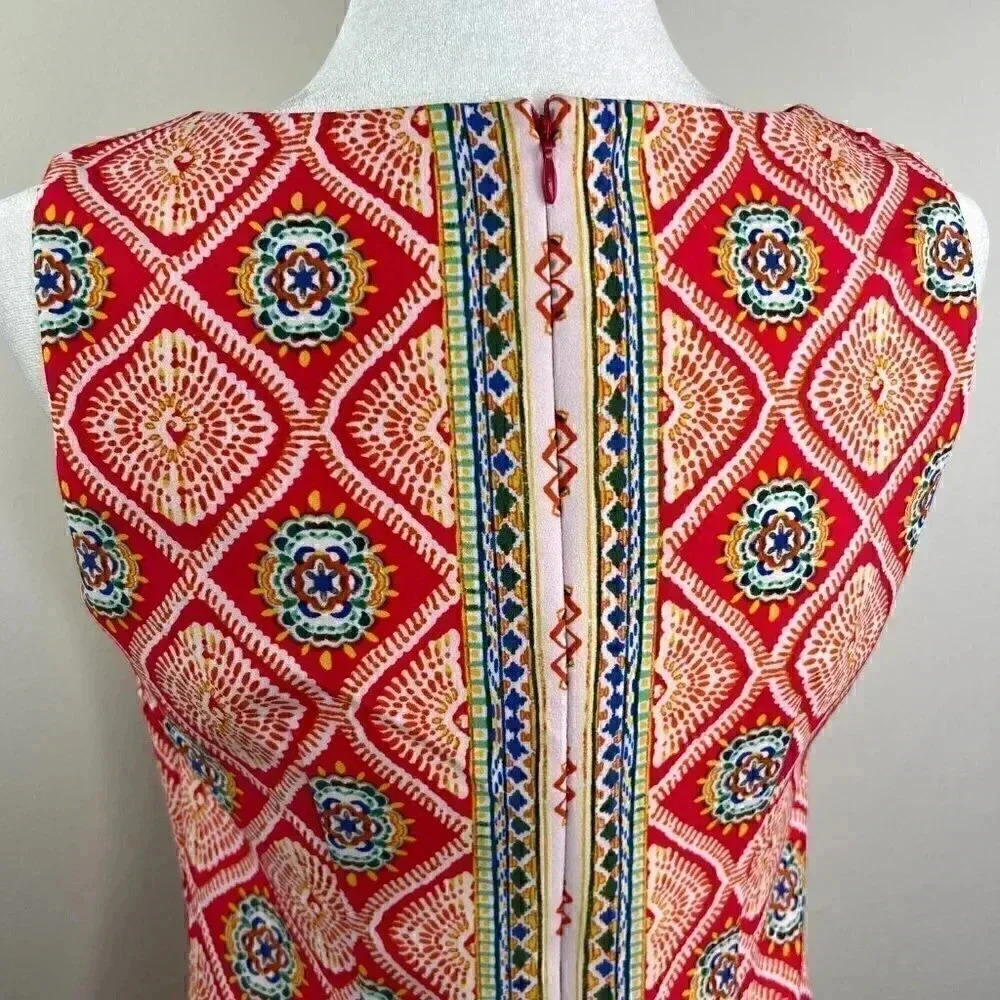 R&K Sleeveless Colorful Pattern Panel Dress - Pink, Blue, Yellow, White - 4 - Picture 11 of 14